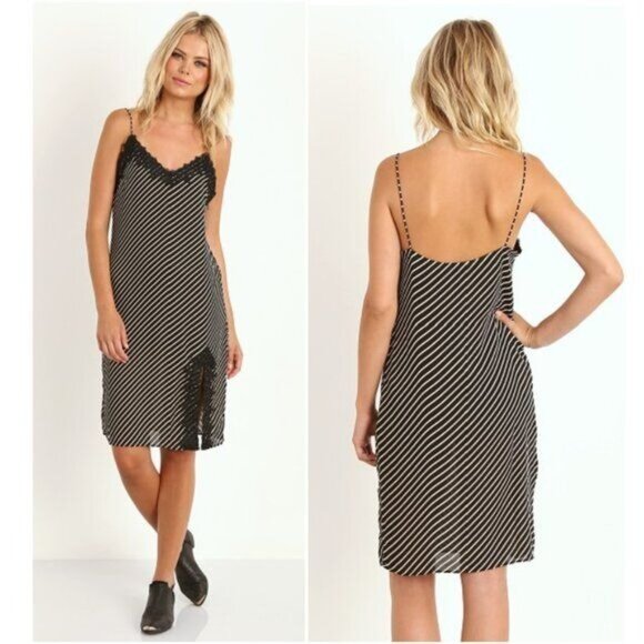 Line & Dot Gwen Midi Dress Graphite Stripe - M - Picture 1 of 8